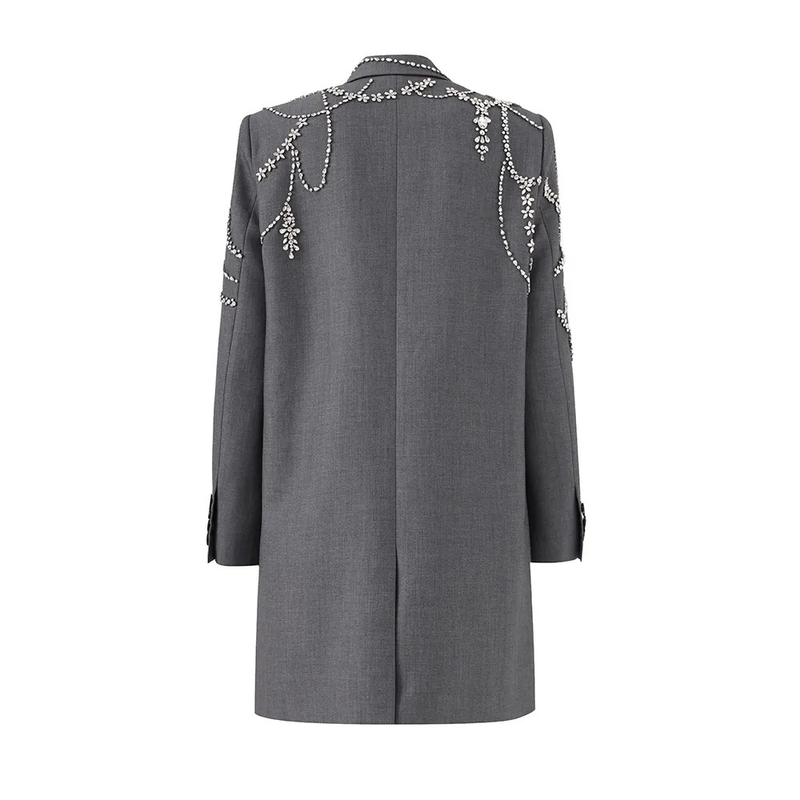 Women's Clothing Middle Eastern Style Super Heavy Beaded Suit Dress Gray Temperament Dress Skirt_voghion.com