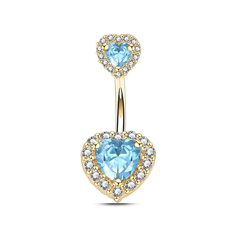 Piercing all'ombelico in acciaio inossidabile con doppio cuore creativo in stile europeo e americano_voghion.com