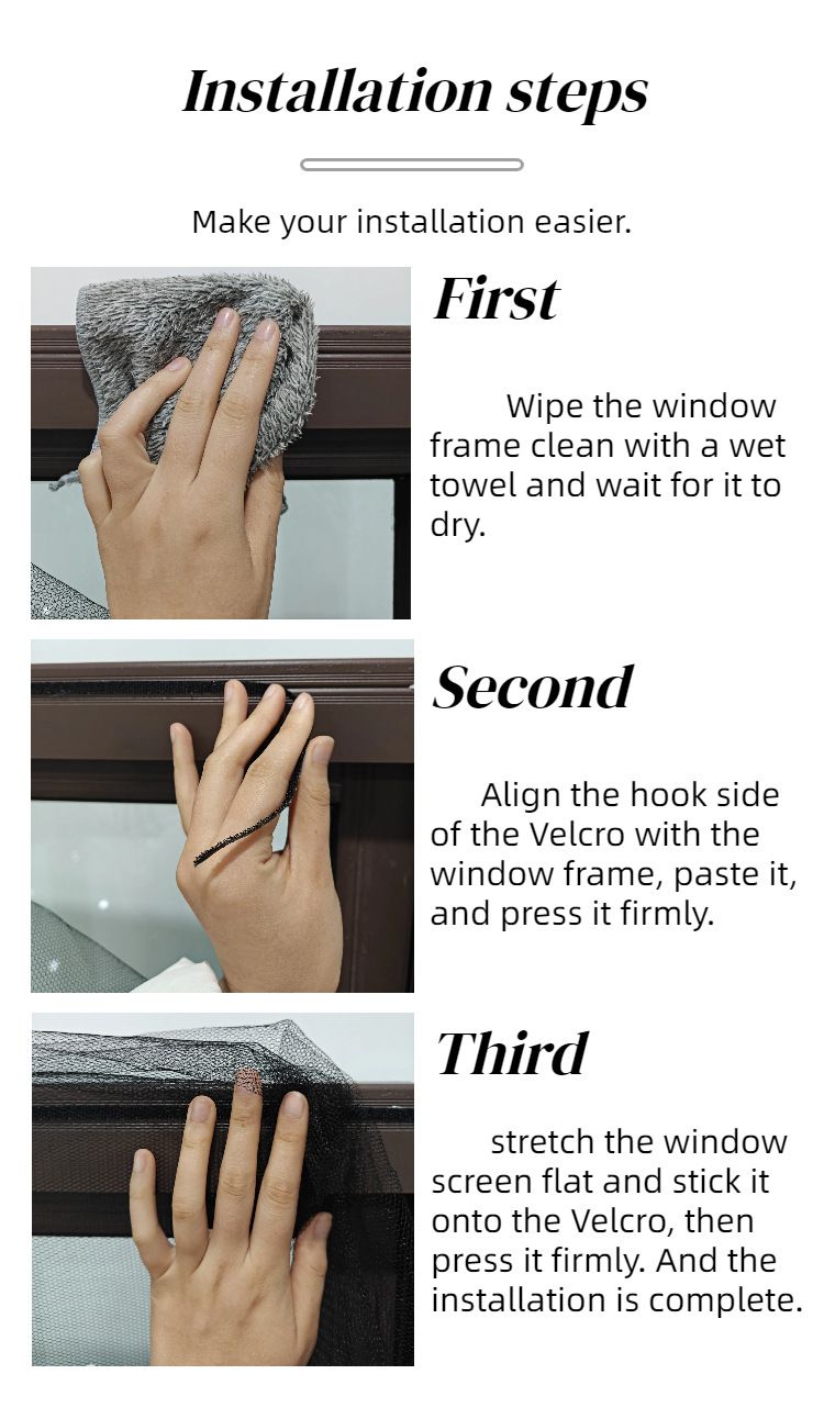 Selbstklebendes magnetisches Moskitonetz für Fenster, kein Werkzeug erforderlich, einfach zu installieren, DIY-Insektenschutznetz mit Klettband für Türen und Fenster_voghion.com
