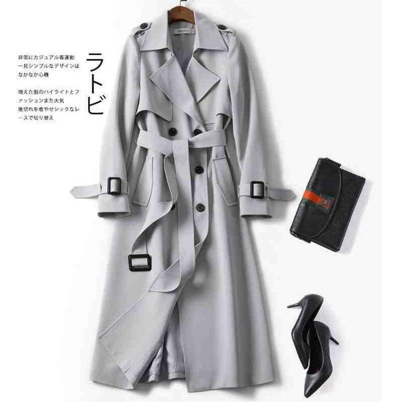 Windbreaker Women's Mid-Length 2024 Spring And Autumn New Korean Version Plus Size Petite Trendy British Style Overcoat_voghion.com