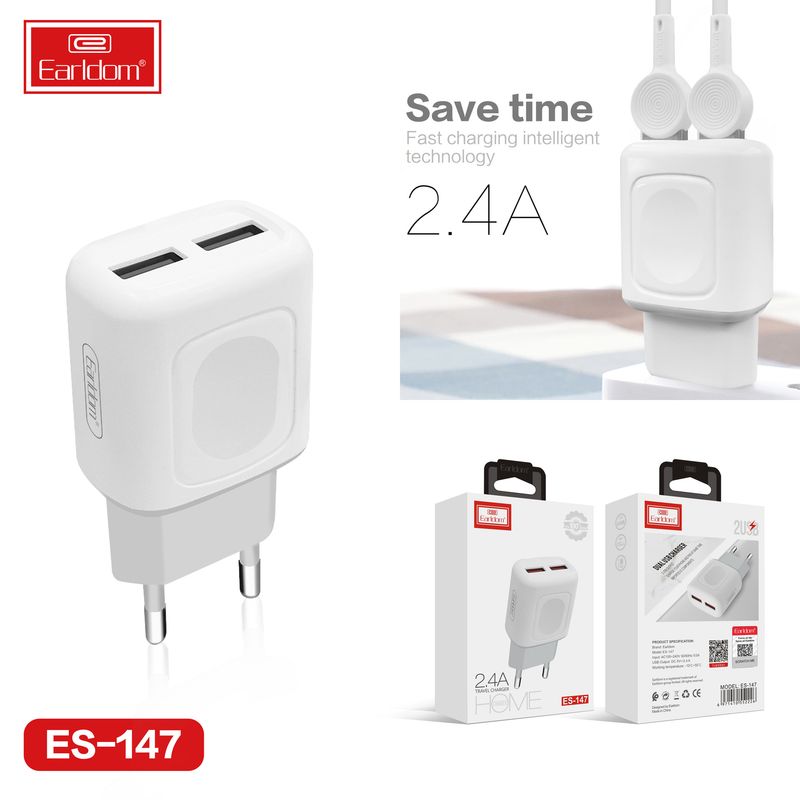 Dual Port Charger European Standard Dual USB Mobile Phone Adapter 2.4A Set Fast Charging Head_voghion.com