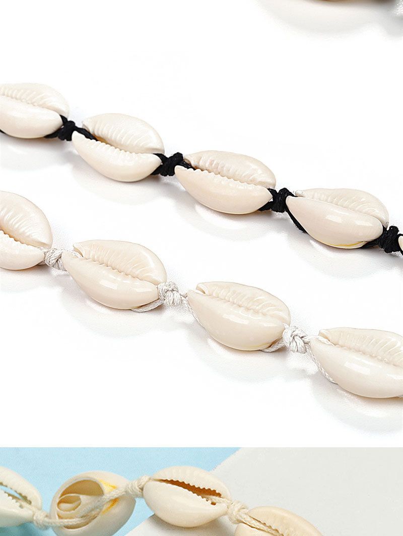 Hawaiian style woven jewelry set shell necklace handmade bracelet clavicle chain anklet bracelet beach spot_voghion.com