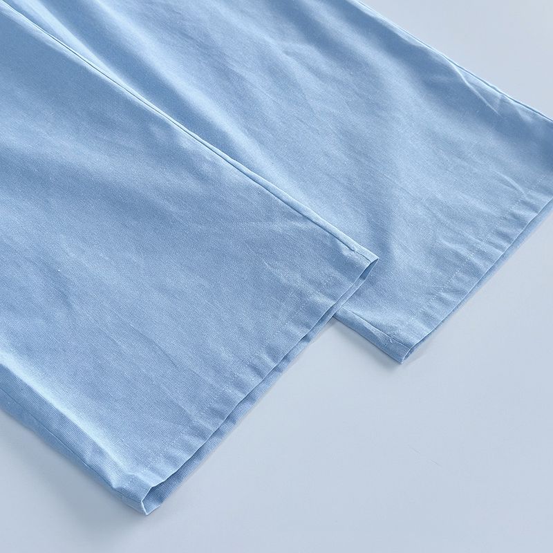 Ensemble 2 pièces pour femme, haut à col en V et pantalon à manches courtes, couleur unie, printemps et été_voghion.com