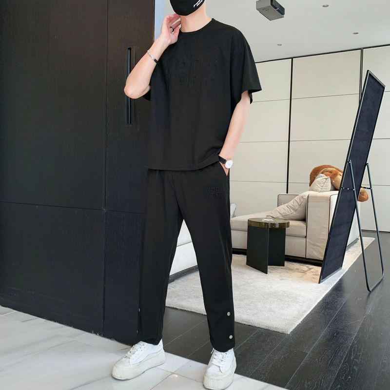 Sommer Dünne Waffel Casual Anzug Für Männer Neue Kurzarm Sport Sommer Outfit Trend Einfache Passende Gutaussehende_voghion.com
