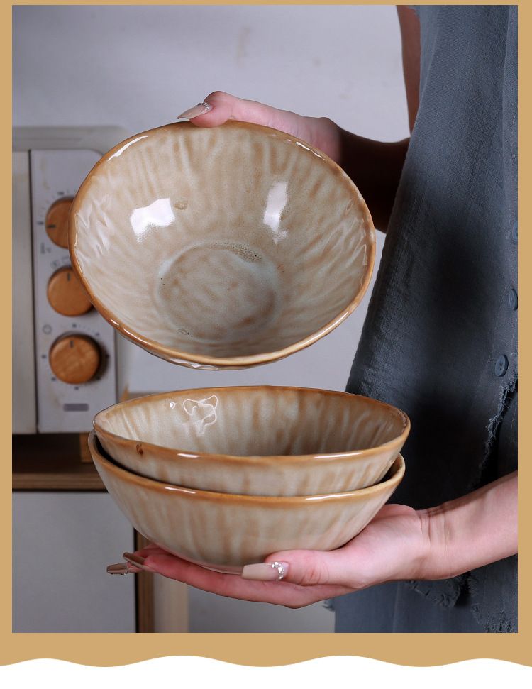 Hjemmehave Rund Kreativ Skål Og Fade Sæt Husholdning Keramik Skål Og Fade Kombinations Sæt Retro Stil Tallerken Skål Keramisk Service Engros_voghion.com