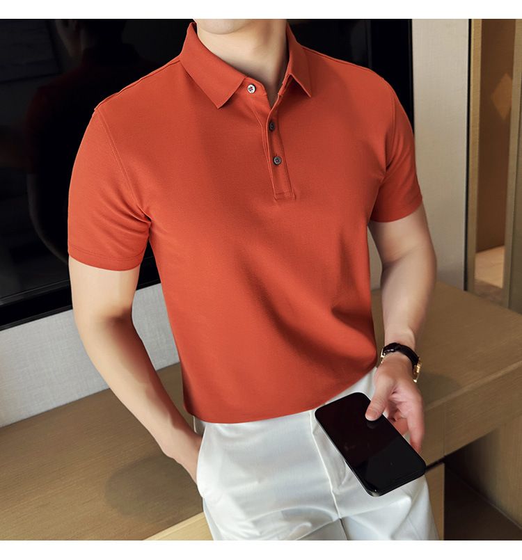 Polo à manches courtes pour homme, nouveauté spéciale été, en coton, confortable, petit revers, non marquant, pressage, version coréenne, coupe ajustée, Paul_voghion.com