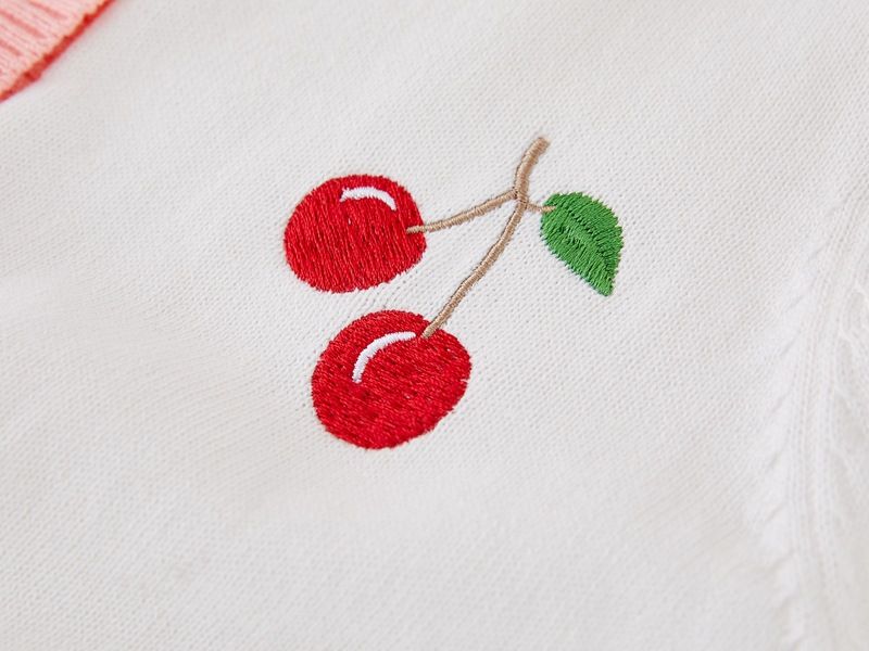 Cardigan in maglia ricamato per mamma e bambini, per bambine, in morbido cotone, a maniche lunghe, aperto sul davanti, per bambini piccoli (90-140 cm, bianco)_voghion.com