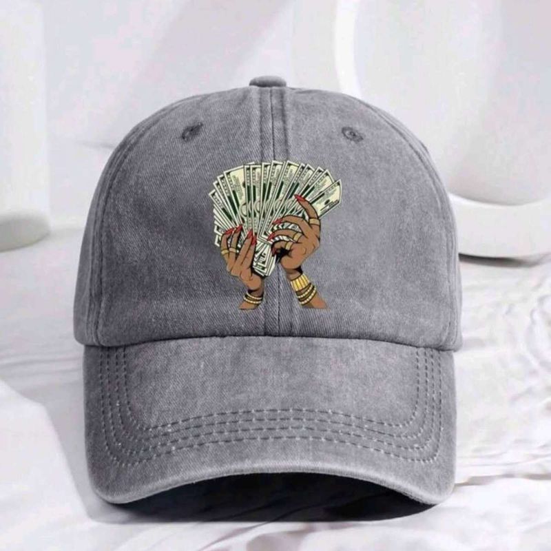 Handheld Banknotes, New Printed Men's And Women's Washed Duckbill Hats, Sun Visors, Baseball Caps_voghion.com