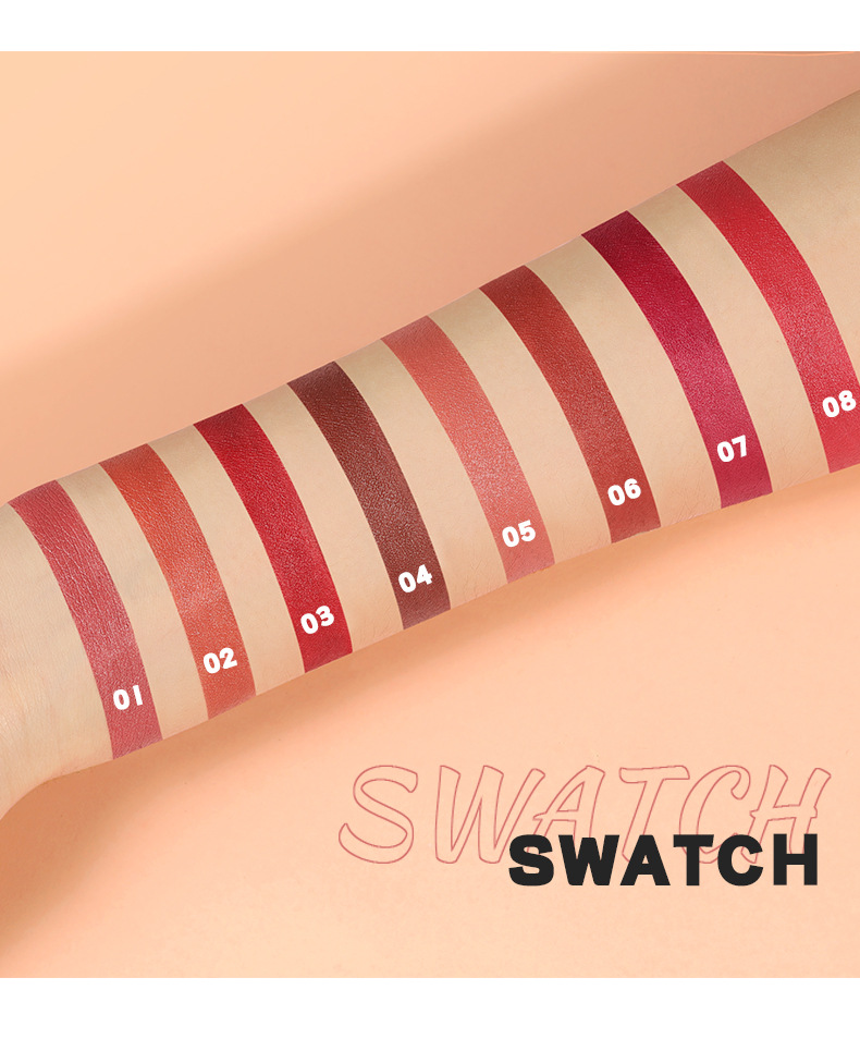 LACHAVA 8 farve mat pen vandtæt non stick kop lipliner line hook læbestift makeup_voghion.com