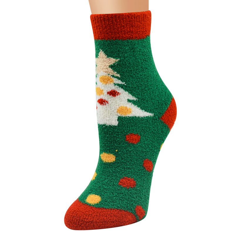 Calzini da donna Calza di Natale Calza di Natale da donna Le nuove calze da donna di Babbo Natale in velluto corallo_voghion.com