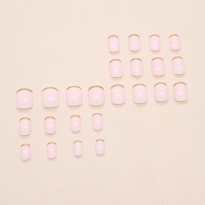 Romantic Gentle Gold Edge French Temperament White Wild Ins European And American Style Detachable Nail Art 24 Pieces_voghion.com