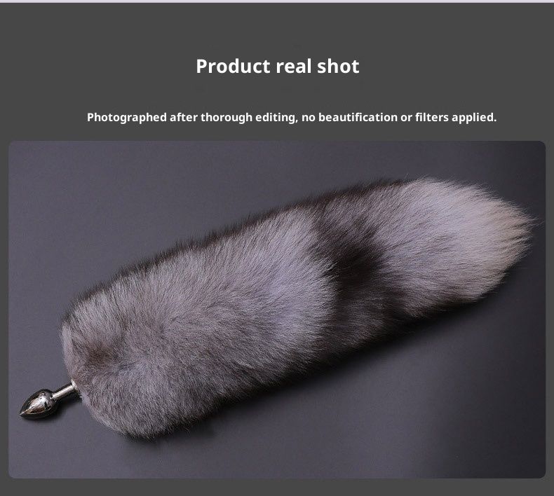 LuvBox Coda di Volpe Vera Pelliccia Paffuta Ispessita Indossabile Staccabile Metallo Estensibile Vibrante Elettrico Anale Plug_voghion.com
