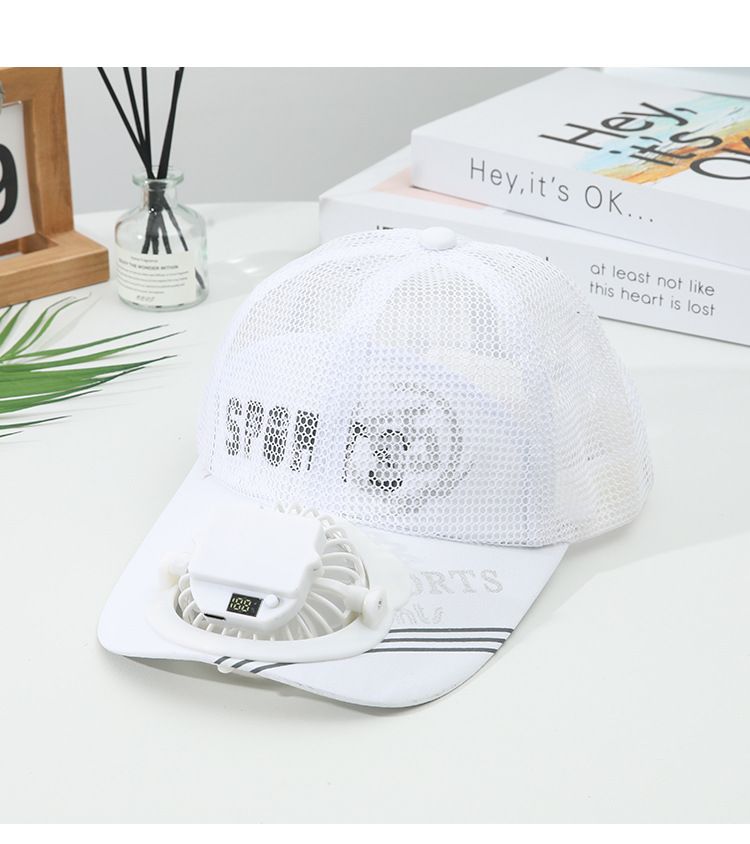 Summer Hat With Rechargeable Fan, Outdoor Travel Sunshade, Quick-Dry Mesh, Breathable Wide Brim Baseball Cap_voghion.com