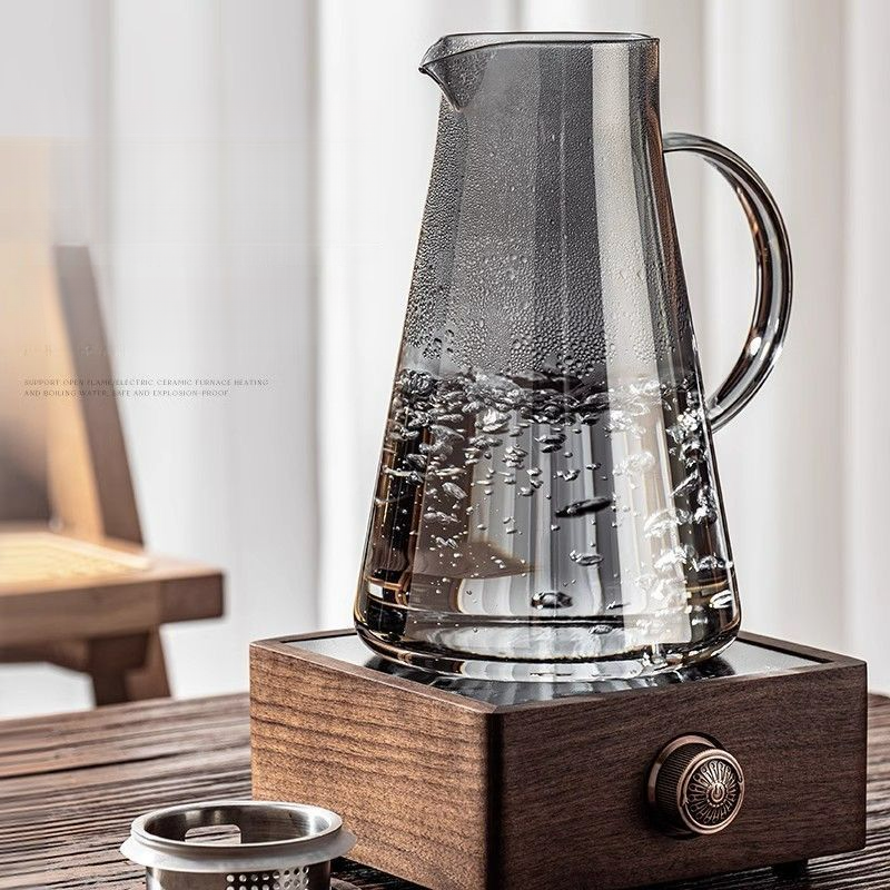 Brocca in vetro resistente alla temperatura, per uso domestico, per latte, in vetro borosilicato ad alta capacità, per preparare il tè._voghion.com