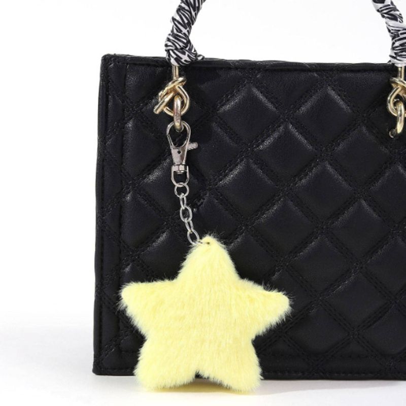 New Plush Cell Phone Keychain Charm Accessories Five-pointed Star Pom Pom Bag Pendant_voghion.com
