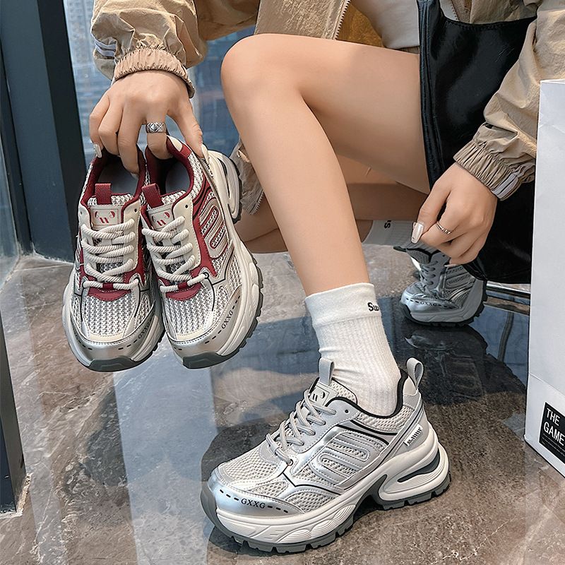 Europäische Echtem Leder Dicken Sohlen Papa Für Frauen 2025 Frühen Frühling Koreanische Version Vielseitig Atmungsaktiv Casual Mesh_voghion.com