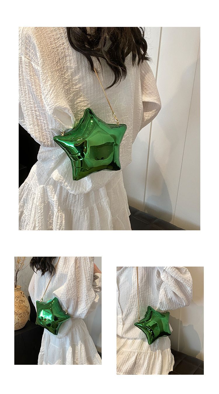 Borse a tracolla da donna, graziose e compatte, borsa alla moda a forma di stella a cinque punte, borsa da pranzo da donna in tinta unita, borsa a tracolla con catena e tracolla singola_voghion.com