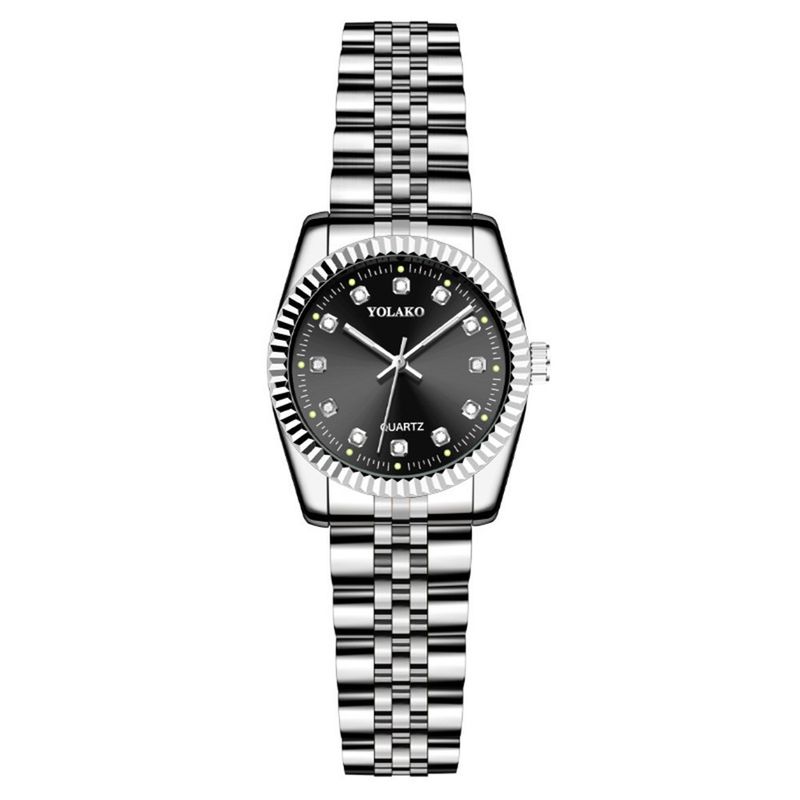 Reloj de acero inoxidable con calendario para hombre y mujer, con diamantes dorados y calendario para sala de negocios_voghion.com