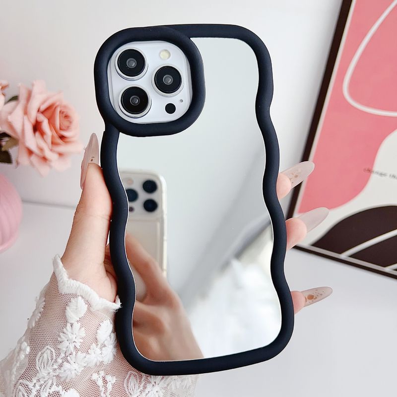 Suitable For IPhone 14 ProMax Silicone XR Iphone 15 Plus Niche Cloud Wave 12 Mirror Phone Case_voghion.com
