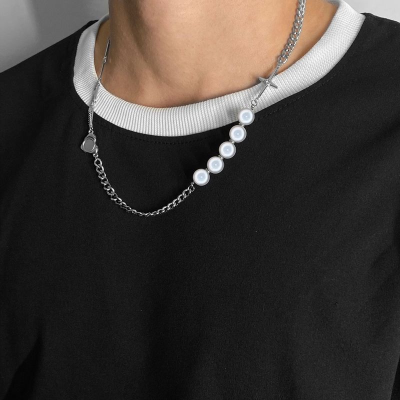 Collier long en forme de cœur pour femme, chaîne de clavicule en perles croisées, tendance et créative_voghion.com