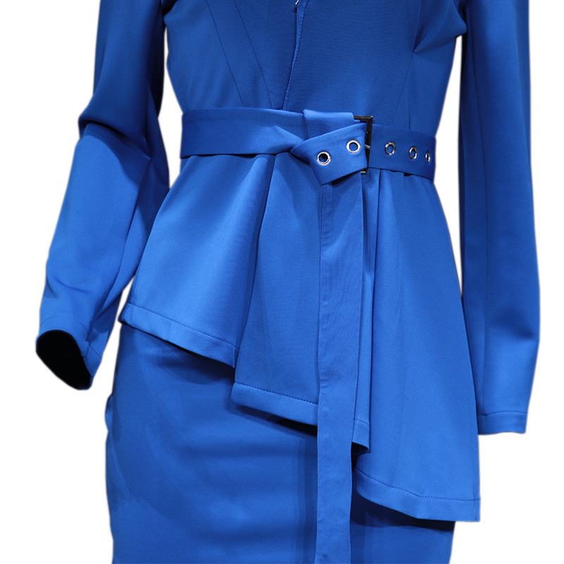 Costume et jupe professionnels de couleur unie pour femmes, ensemble deux pièces, automne et hiver_voghion.com