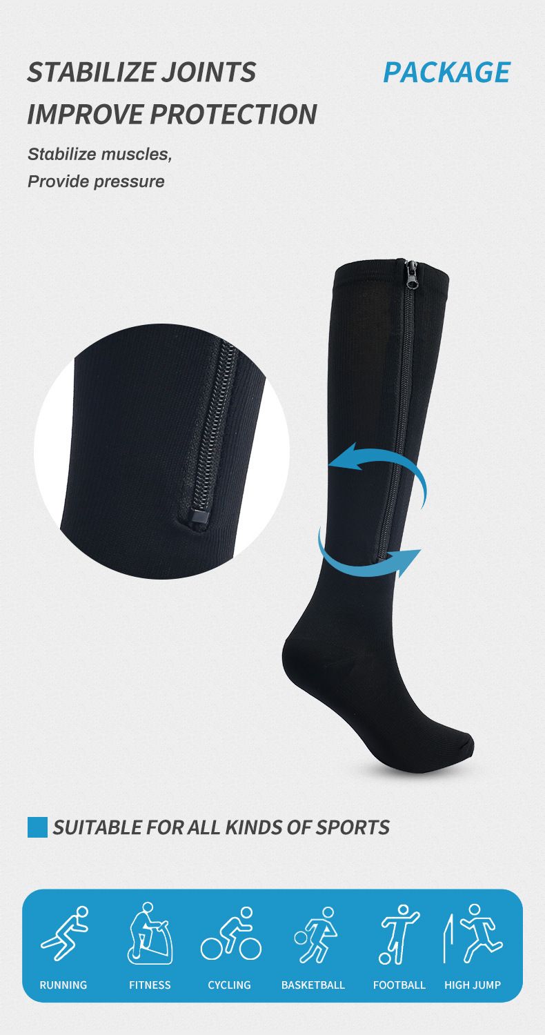 Kousen Sport druk sokken Compressie rits sokken zipsox stretch been sokken cover teen stijl_voghion.com