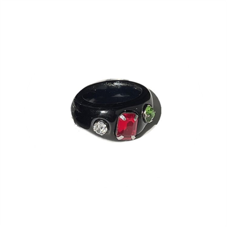 2024 neuer koreanischer Dongdaemun-Ring im gleichen Stil, geometrischer Wasserharz-Farbring mit quadratischem Diamant und transparentem Acryl_voghion.com