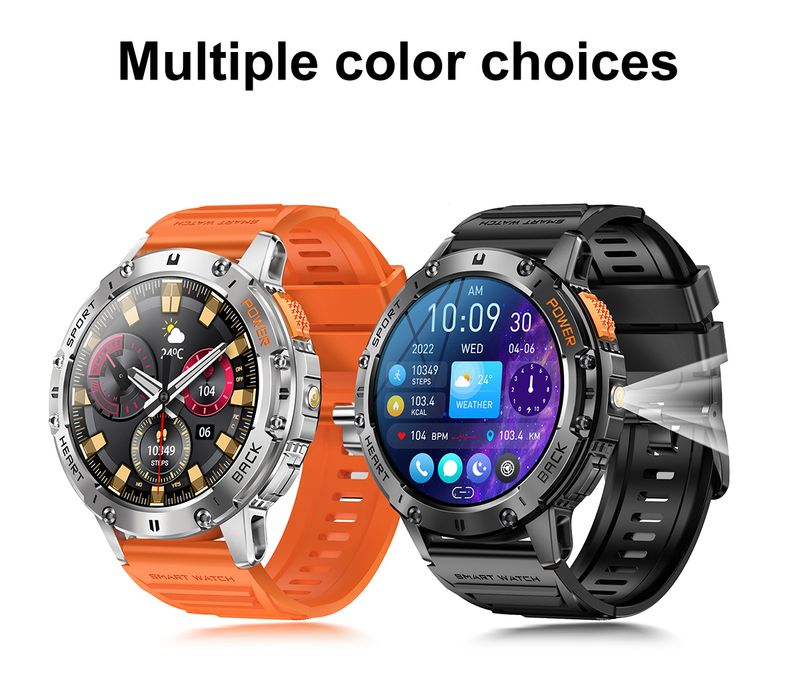 2025 New Smart Watch Men Outdoor 530mAh Large Battery Bluetooth Call Sport Fiess Bracelet AMOLED Screen Flashlight_voghion.com
