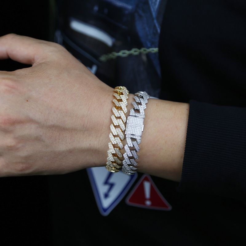 Men's Jewelry Hip Hop Cuban Chain 12mm Double Row Zircon Chain Cuban Chain Men's Hip Hop Bracelet_voghion.com
