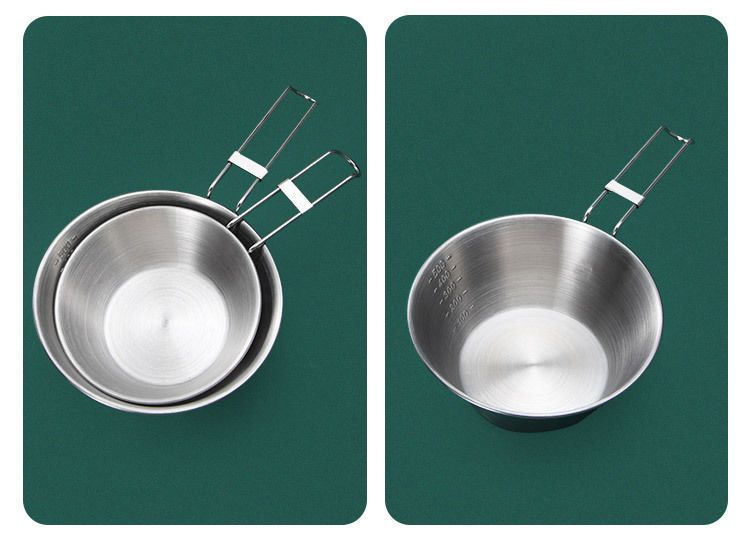 Outdoor Folding Snow Portable Tableware 304 Stainless Steel Camping Coffee Cup Instant Noodle Rice Bowl Cookware_voghion.com