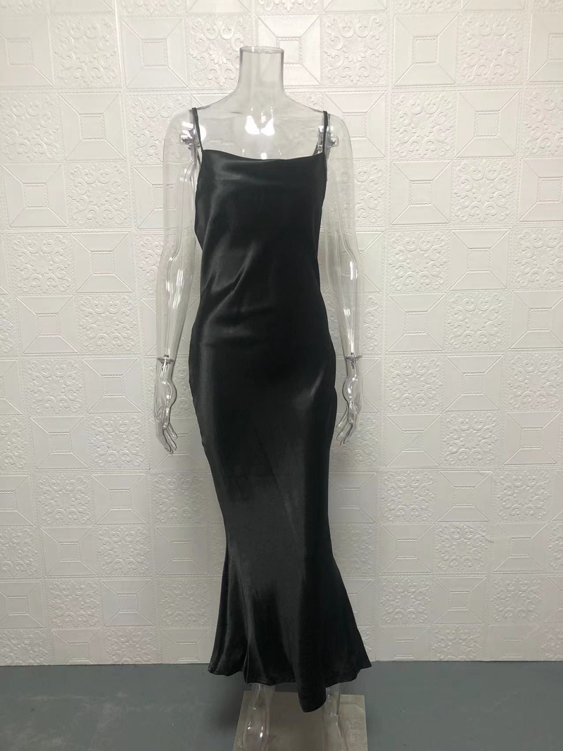 Women’s Clothing Summer0 Solid Color Section Sexy Temperament Suspender One Step Skirt Dress Women_voghion.com