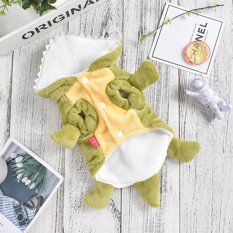 Felpa con cappuccio per cani di piccola e media taglia, con fodera in pile, per gatti, invernale e caldo, da trasformare in un dinosauro_voghion.com