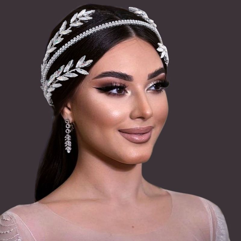 Cerchietto per capelli da donna con strass di cristallo fatto a mano, accessori per capelli da sposa, elegante design floreale, diamanti in argento e oro_voghion.com