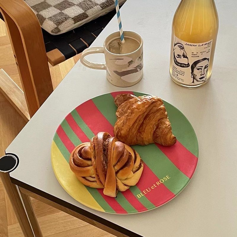 INS Checkerboard Bamboo Fiber Eco-Friendly Anti-Fall Breakfast Western Salad Tableware Dinner Dessert Plate_voghion.com