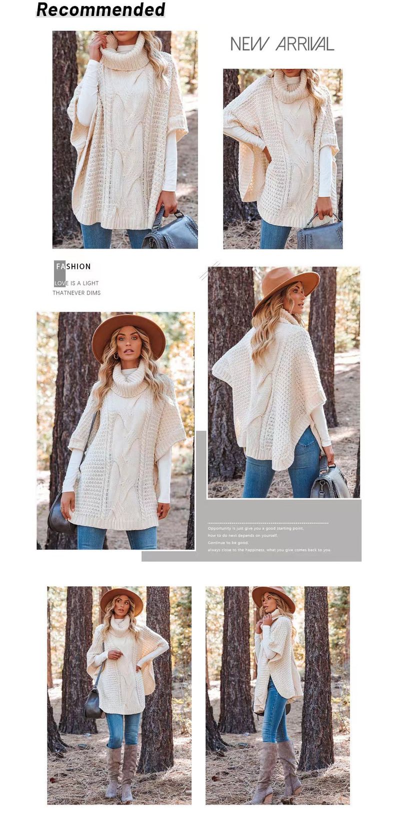Pull ample en tricot à manches chauve-souris pour femme, automne/hiver_voghion.com