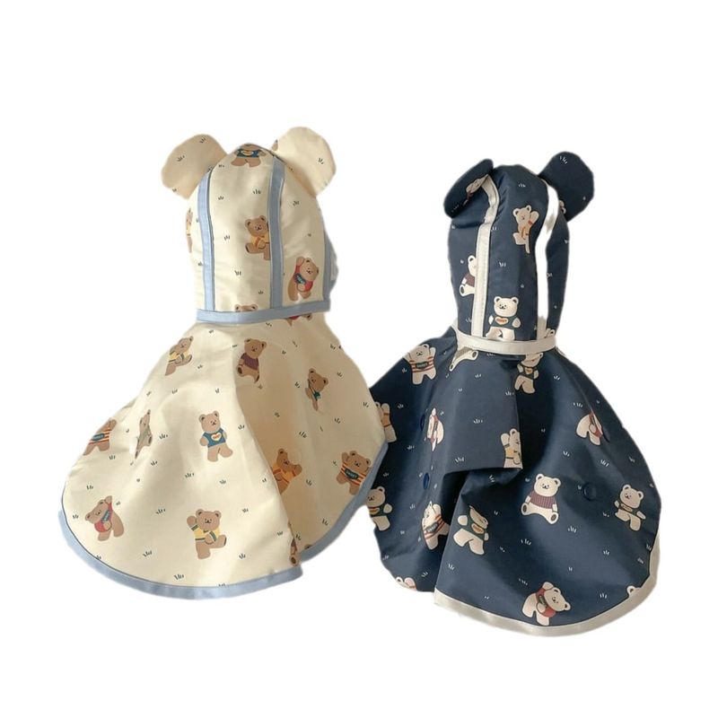 Korean New Dog Waterproof Raincoat Hooded Cartoon Print Cape For Teddy And Bichon_voghion.com