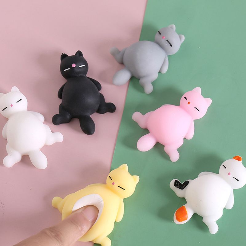 5 Stück Katzen-Quetschspielzeug, schöne Cartoon-Kätzchen-Puppenfigur, Kneifspielzeug, Stressabbau, weiche TPR-Neuheit, Tierpuppen, zerquetscht Anti-Stress-Spielzeug, Partygeschenk_voghion.com