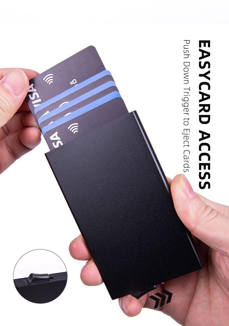 Ultra-Slim RFID-Blocking Metal Card Holder – Push-Up Multi-Slot Aluminum Wallet For Credit Cards & IDs, Anti-Theft & Minimalist Design_voghion.com