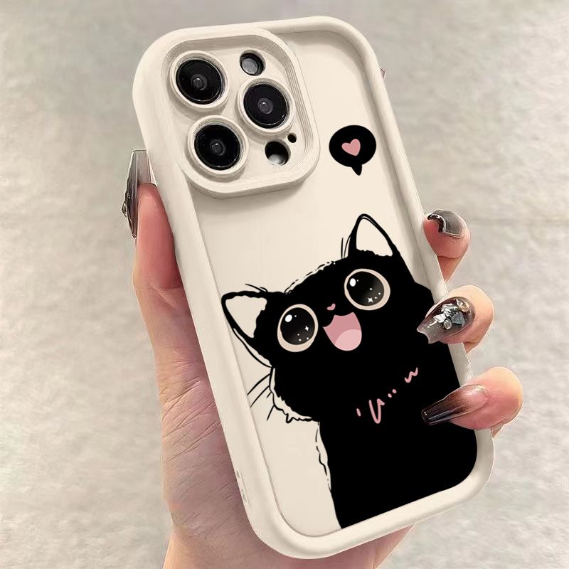 Custodia per telefono per Xiaomi Redmi 14C 13C 12C Redmi Note 13 12 Pro Plus 5G 12S 11S 11 10S 10 13 4G Lovely Black Cat Soft Bumper Cover_voghion.com