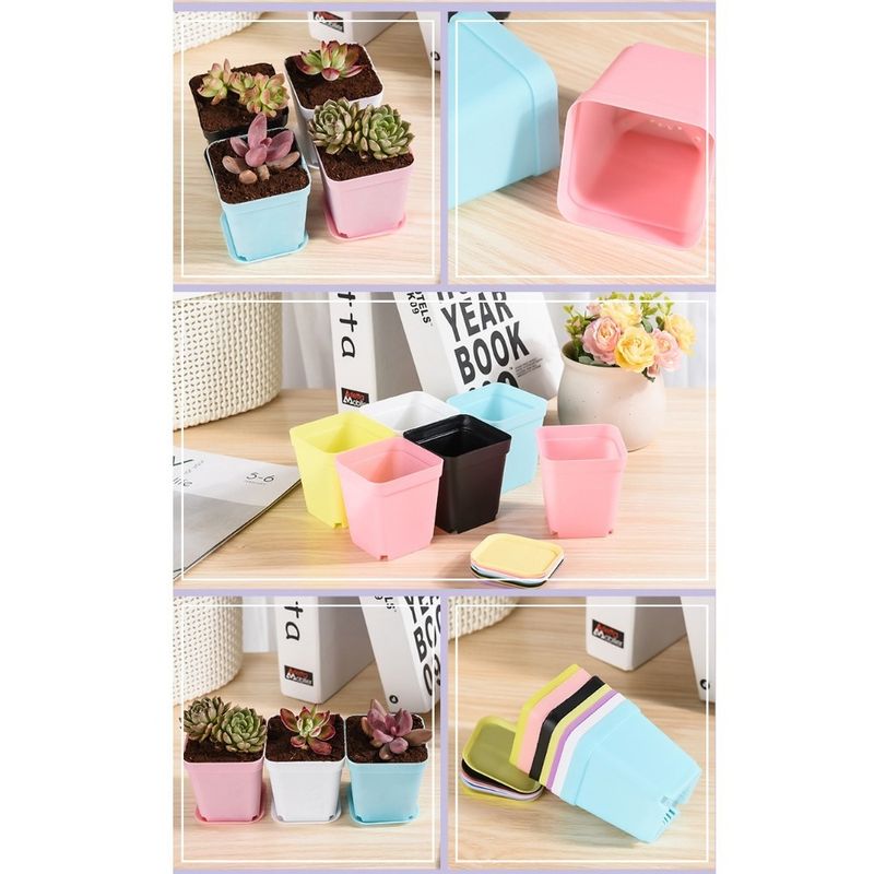 20 Mini-Blumentöpfe in verschiedenen Farben, Sukkulenten-Pflanzkästen, Pflanzgefäße, Dekotabletts für Büro und Garten, Gartenvasen_voghion.com