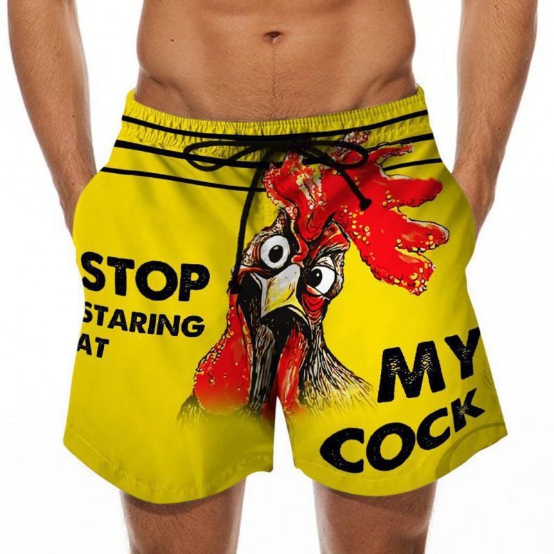 Unschlagbare Qualität Unschlagbare Qualität 2025 Herren-Badehose mit 3D-Truthahnkopf-Aufdruck und neckischem Bananenmuster_voghion.com