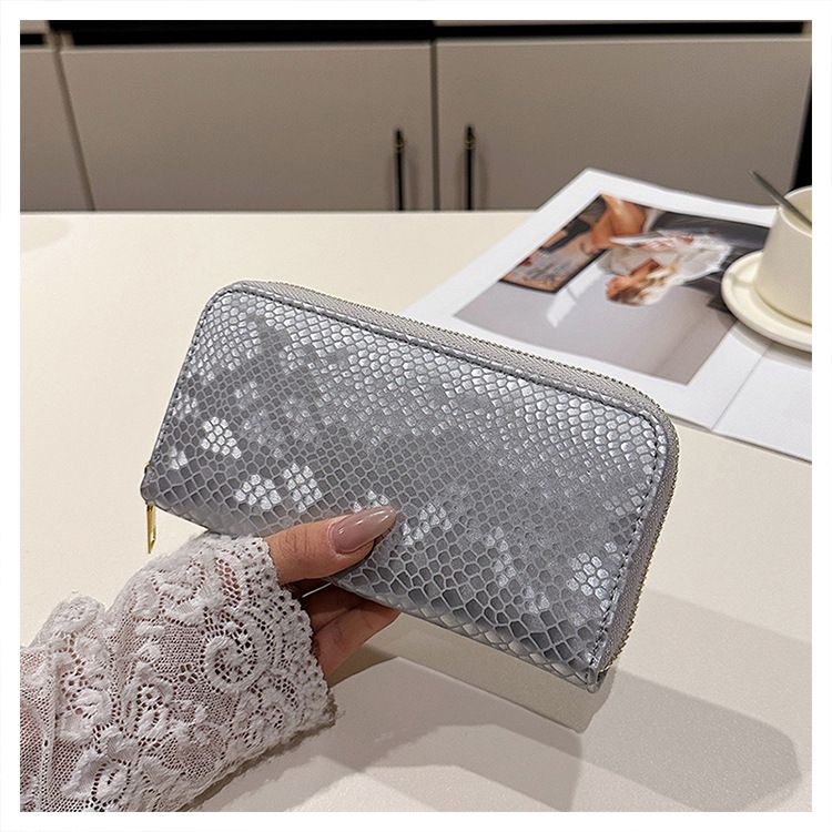 Damentaschen, neues Schlangenhautmuster, lange Geldbörse mit Reißverschluss und mehreren Kartenfächern, Clutch mit großer Kapazität, modische Geldbörse_voghion.com
