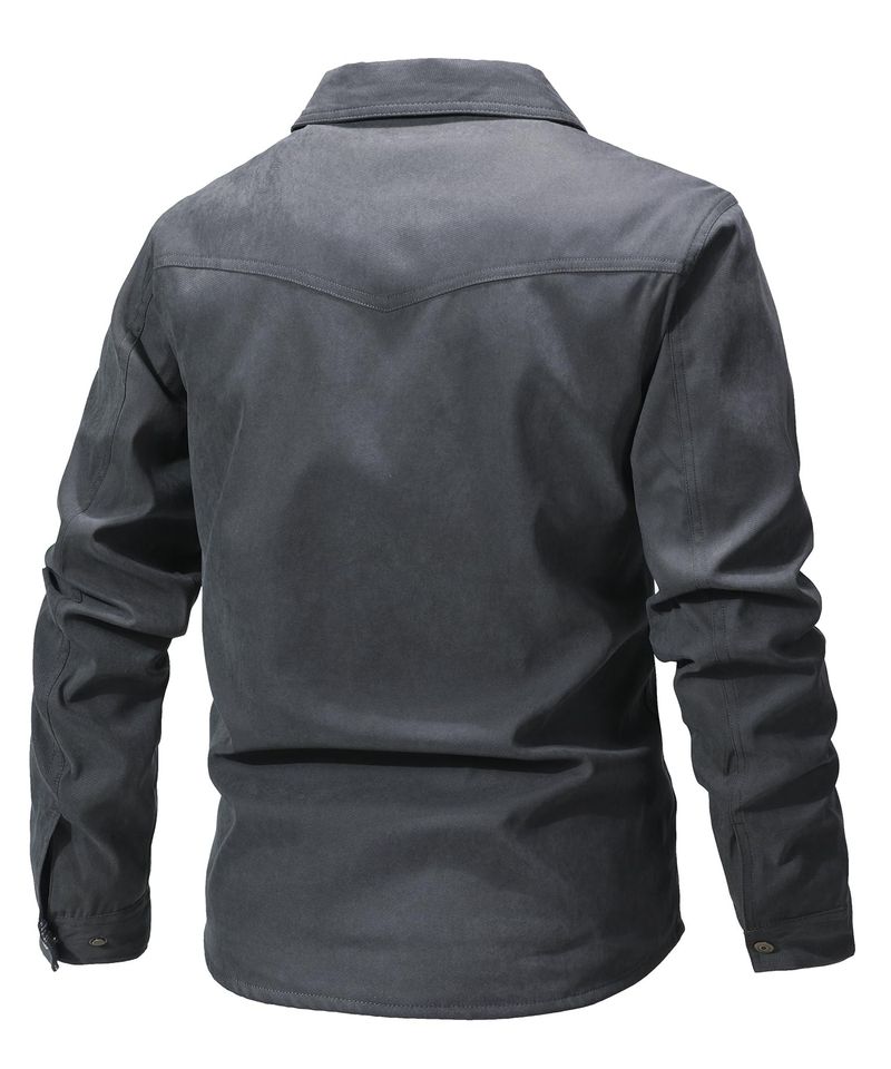 Herrenjacken Frühling Flanell gefüttert Hemd Mantel Shacket Lässige Druckknopf-Overshirt Western Cowboy-Stil Hochwertiges Top US-Größe_voghion.com