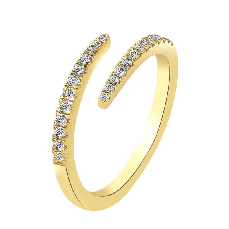 Anello alla moda unisex con coda e nocca, intarsiato con zircone pieno di diamanti, anello aperto con micro-intarsi di diamanti a fila singola_voghion.com