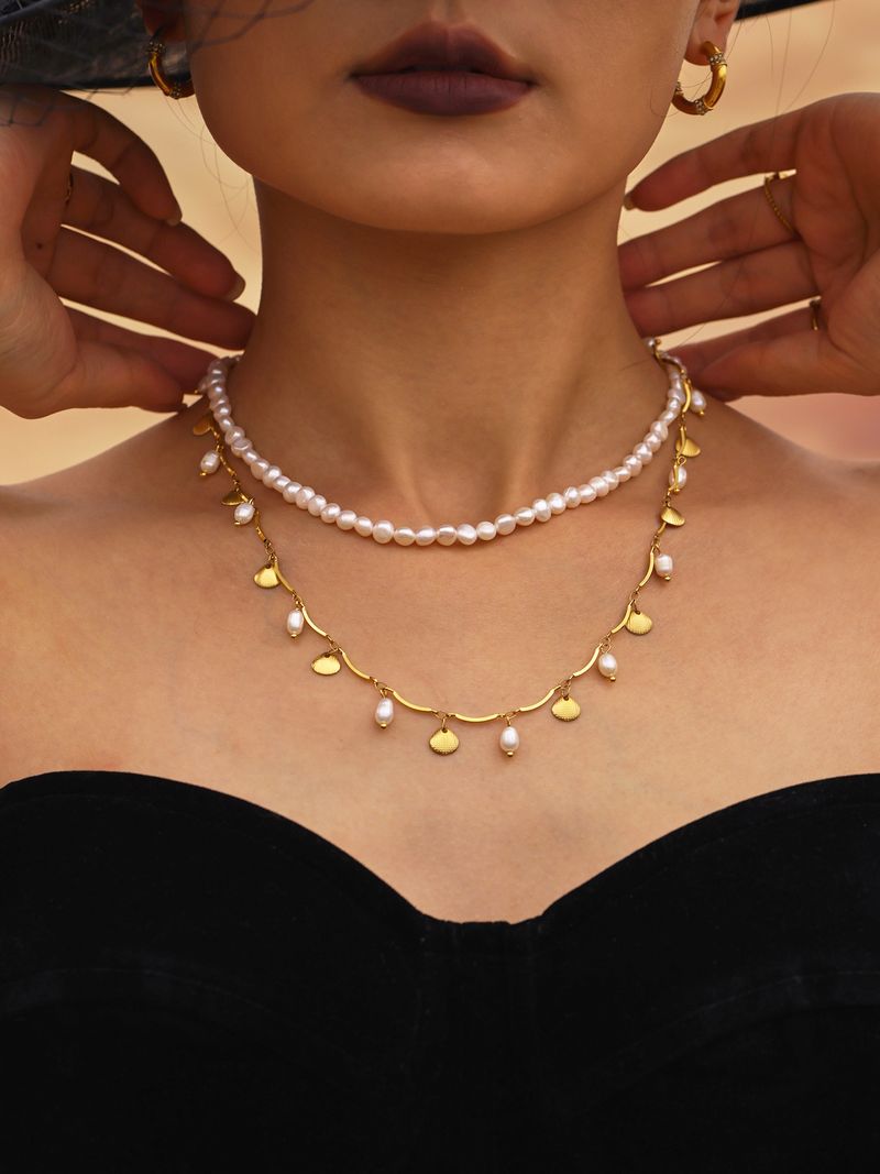 Women's Jewelry Elegant French Style Freshwater Pearl Necklace Handcrafted Beaded Luxury Choker For Women Texture Clavicle Chain Female Jewelry_voghion.com