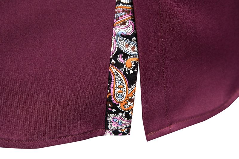 Herrenhemd mit Blumenmuster, schmal, leger, Paisley-Print, langärmelig, Knopfleiste, A215_voghion.com