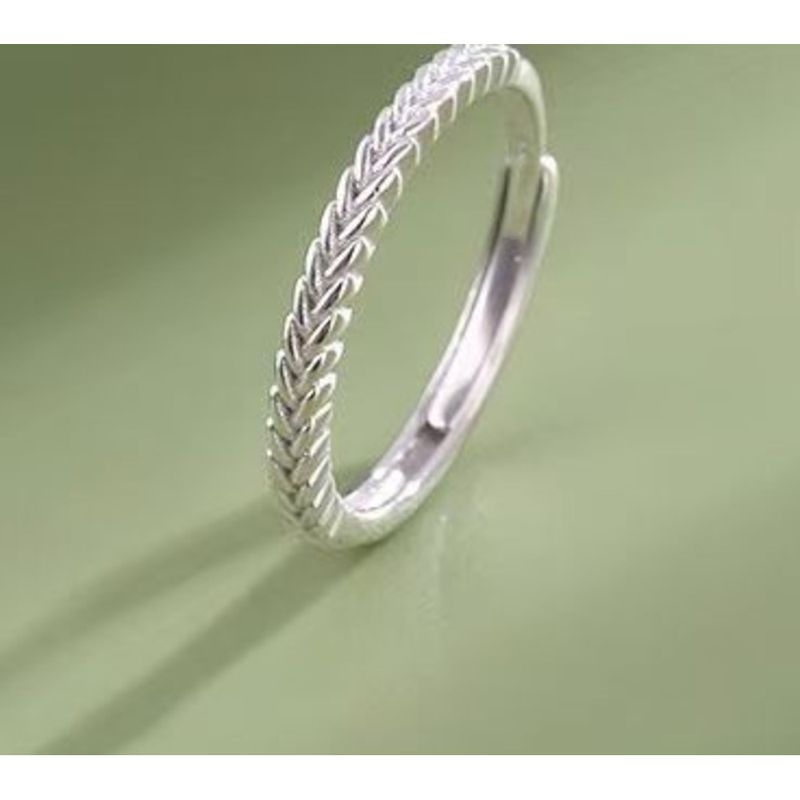 S925 Silberner Weizenährenring für Damen, 2025, neues zartes Nischendesign, bester Freund, Partnerring, schlichtes Band, verstellbar, Index_voghion.com