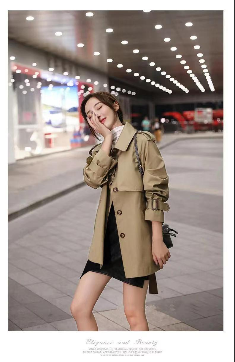 Trench corto da donna in vita, cappotto piccolo, cappotto dimagrante di grandi dimensioni_voghion.com