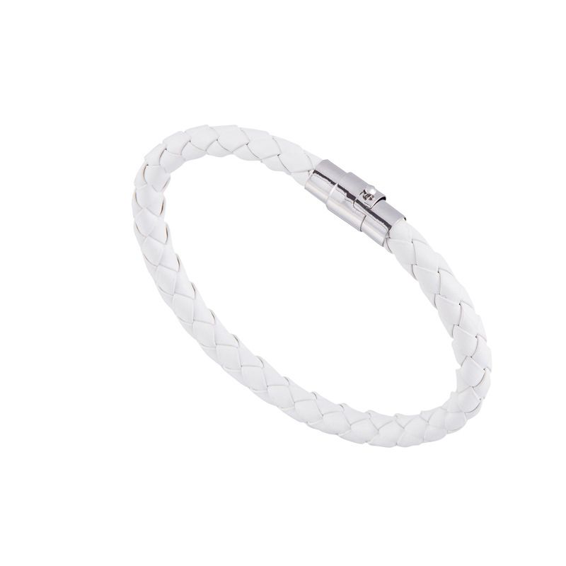 Braccialetto da uomo minimalista con fibbia magnetica intrecciata in pelle e cordino_voghion.com