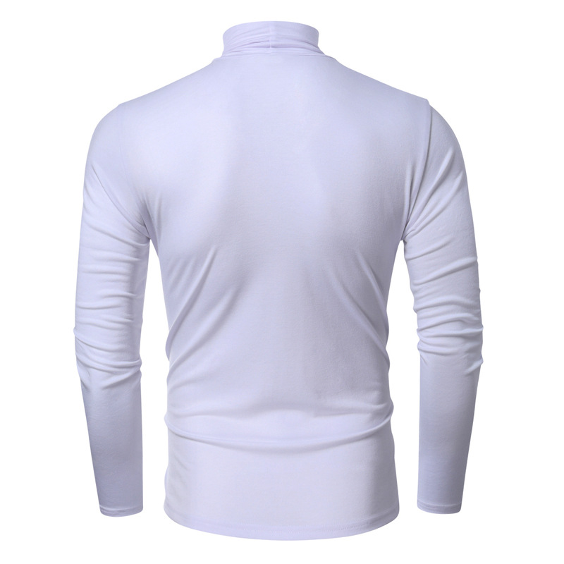 Herren-T-Shirt mit hohem Halsausschnitt und schmaler Passform, langärmliges Thermo-Basishemd aus weichem, gebürstetem Polyester, einfarbig, lässiges Oberteil für alle Jahreszeiten_voghion.com
